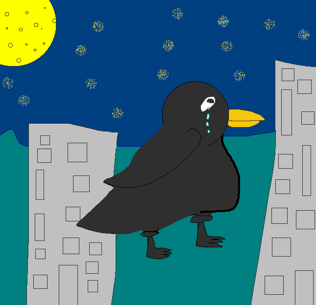 crow crying at night. best drawing ever perhaps
